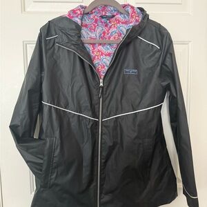 Simply Southern Black Rain Jacket with Pink Paisley Lining